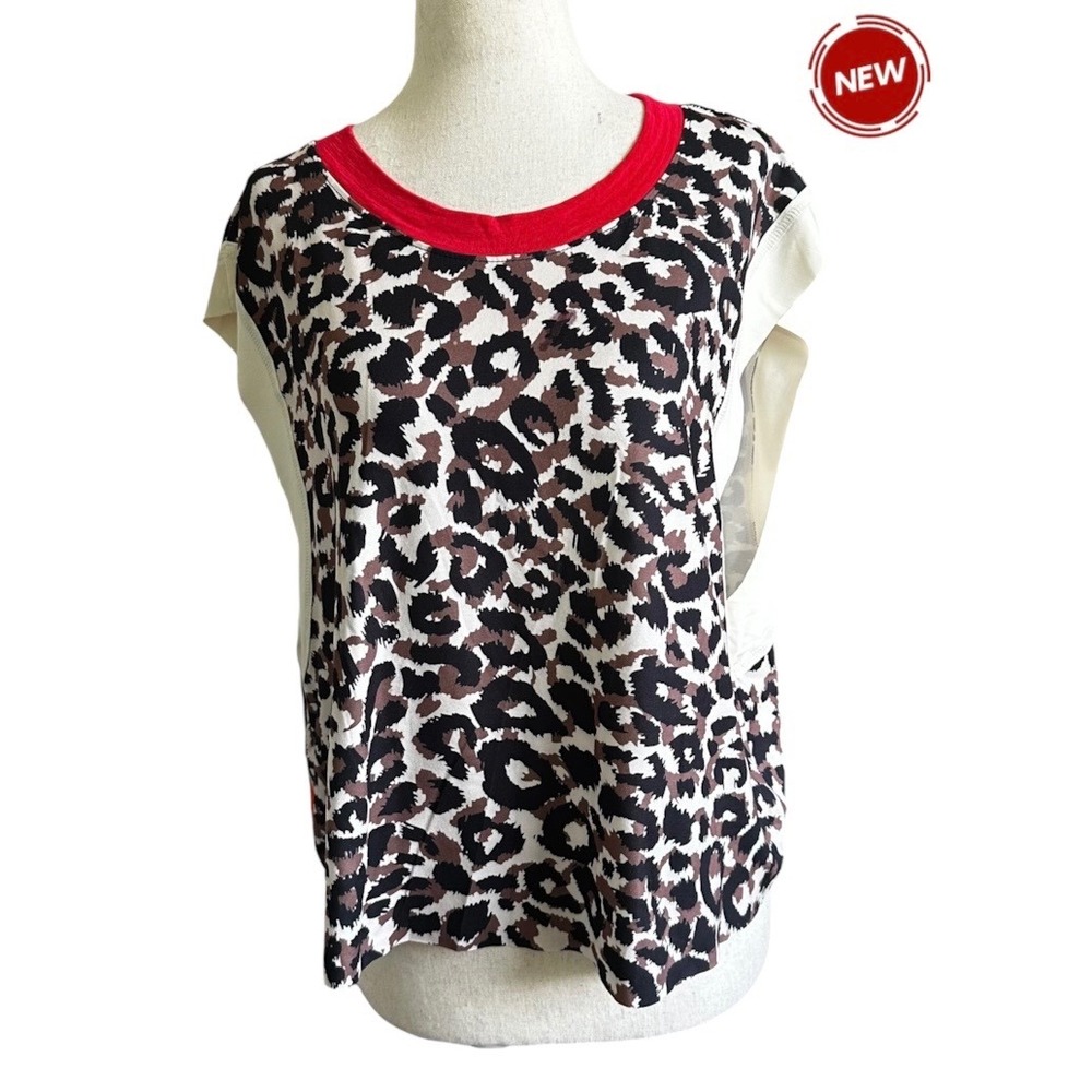 Shein Varsitie Leopard Print Muscle Tee Crew Neck Size S NEW Sporty Top | 0349